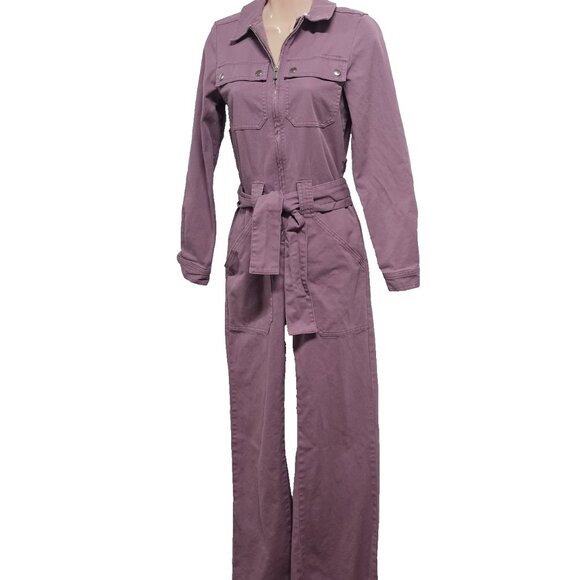 Sezane Paris Roby Women Jumpsuit Size 34 Grape Distressed - Picture 6 of 15